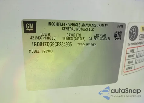 2012 GMC Sierra 2500Hd Work Truck z USA, uszkodzony, nr VIN 1GD01ZCG9CF234936